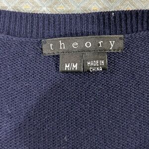 Theory Womens Dark Blue Crewneck Sweater with lace detail